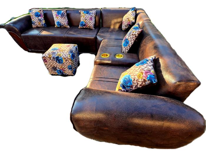 Large L Shape buffalo Material Sofa